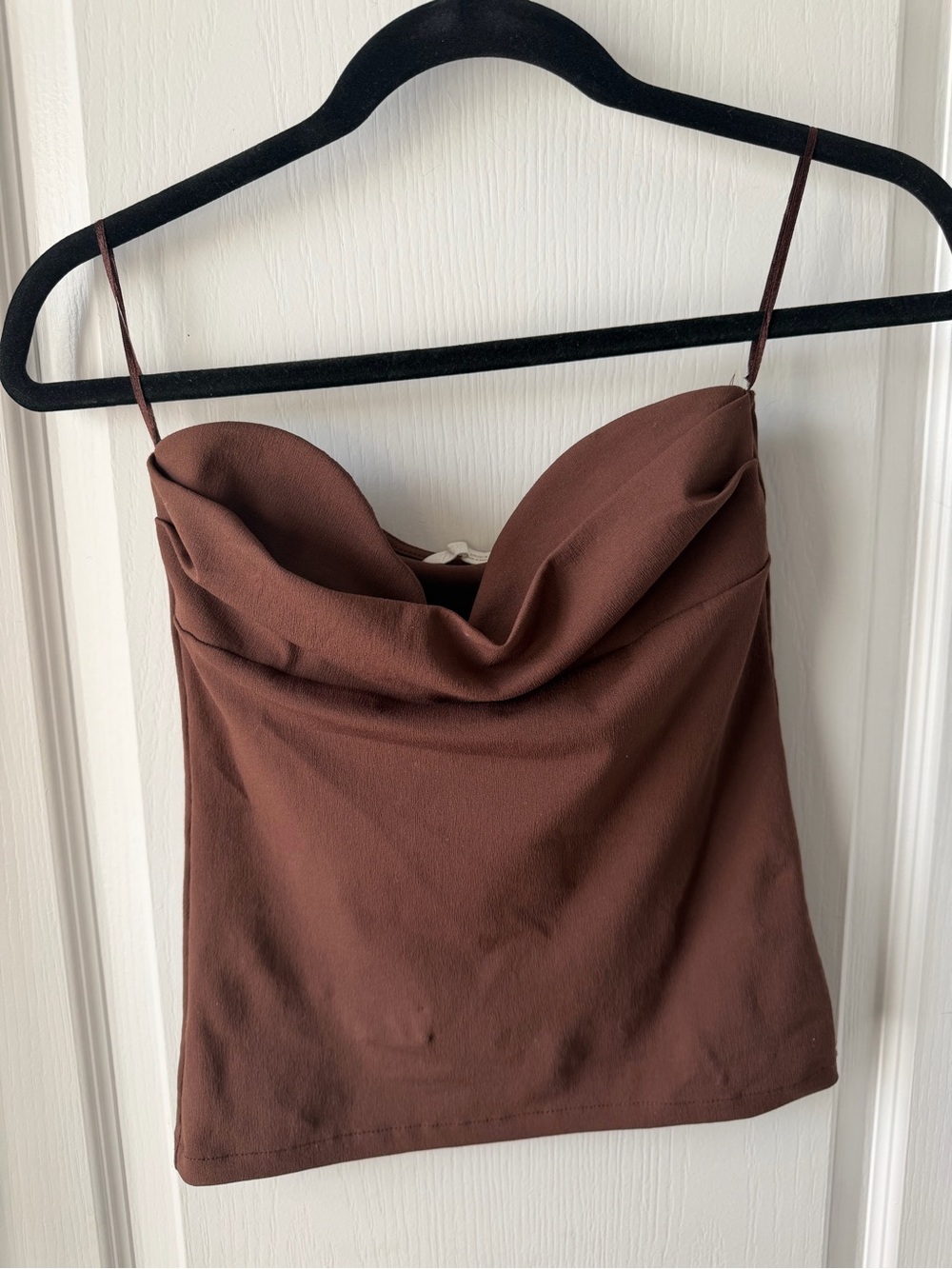 Zara Chocolate Brown Cowl Neck Spaghetti Strap Camisole